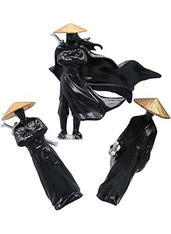 Black Resin Ancient Knight Miniature Figurines Set For Home Office Desktop Decor - Image 1