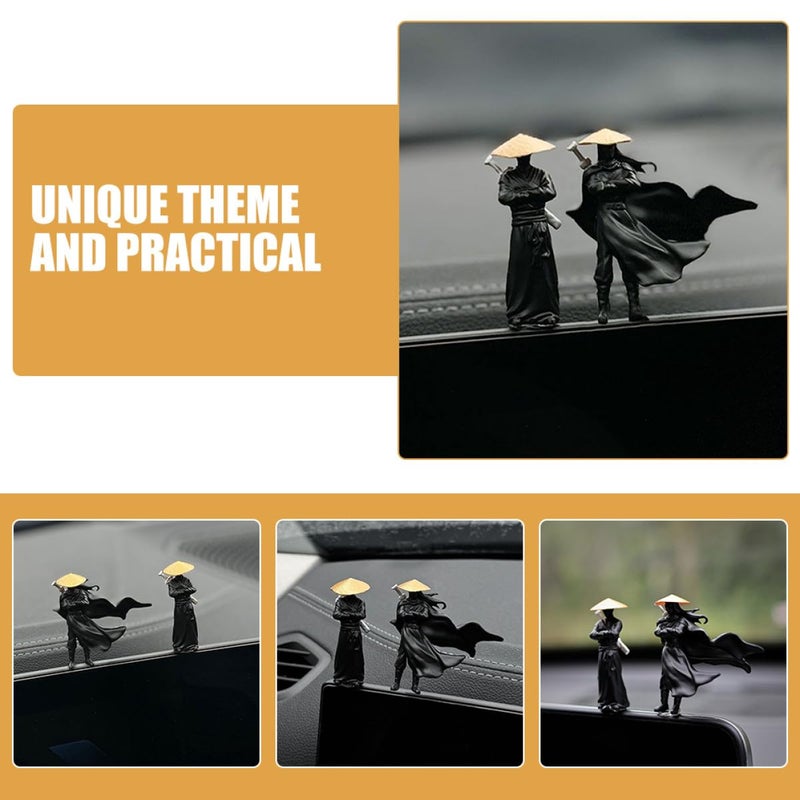 Black Resin Ancient Knight Miniature Figurines Set For Home Office Desktop Decor - Image 4