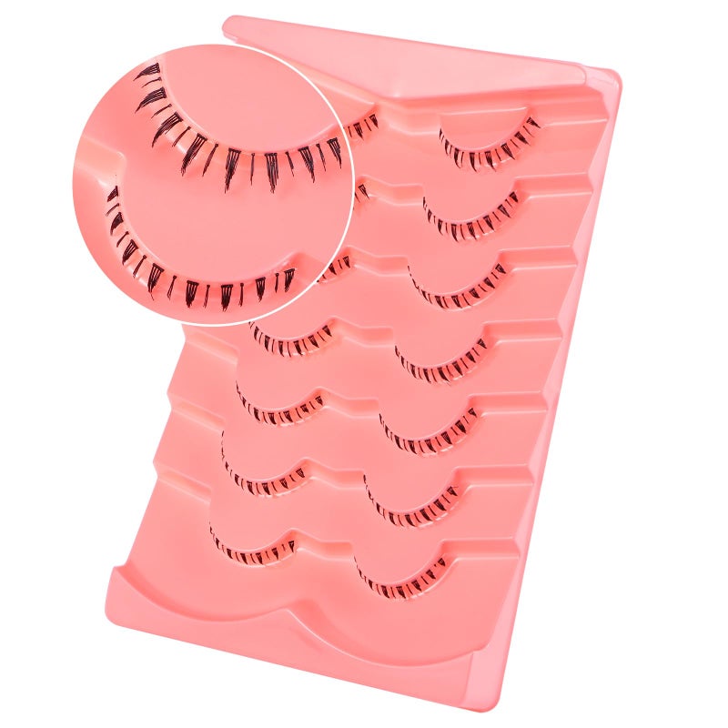 outopen 7 Pairs Bottom Lashes Clear Band Wispy Natural Look Lashes Japanese Manga Style Spiky Anime Lower Lashes Dramatic DIY Cosplay Bottom Eyelashes Reusable (A01) - Image 3