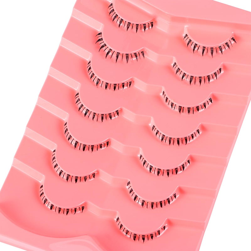outopen 7 Pairs Bottom Lashes Clear Band Wispy Natural Look Lashes Japanese Manga Style Spiky Anime Lower Lashes Dramatic DIY Cosplay Bottom Eyelashes Reusable (A01) - Image 4