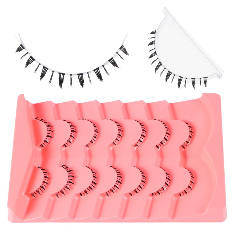 outopen 7 Pairs Bottom Lashes Clear Band Wispy Natural Look Lashes Japanese Manga Style Spiky Anime Lower Lashes Dramatic DIY Cosplay Bottom Eyelashes Reusable (A01) - Image 2