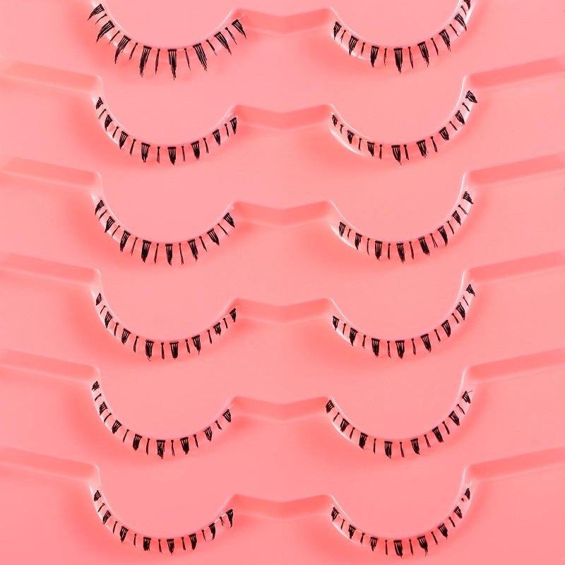 outopen 7 Pairs Bottom Lashes Clear Band Wispy Natural Look Lashes Japanese Manga Style Spiky Anime Lower Lashes Dramatic DIY Cosplay Bottom Eyelashes Reusable (A01) - Image 5