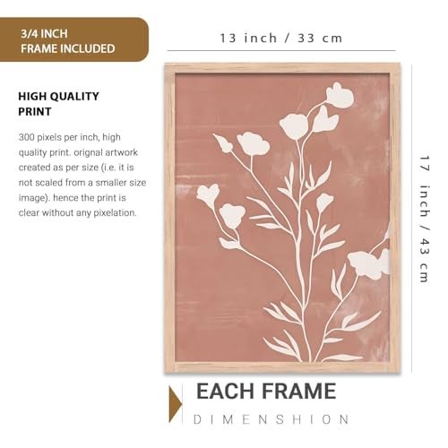 kotart Botanical Art Home Decoration Painting | Floral Paintings With Frame For Living Room Bed Room Hotel Wall Decor Digital Reprint Set of 3 (13X17 inch) - Image 2