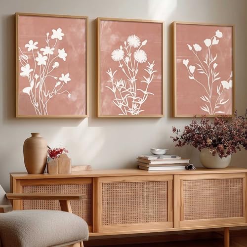 kotart Botanical Art Home Decoration Painting | Floral Paintings With Frame For Living Room Bed Room Hotel Wall Decor Digital Reprint Set of 3 (13X17 inch) - Image 1