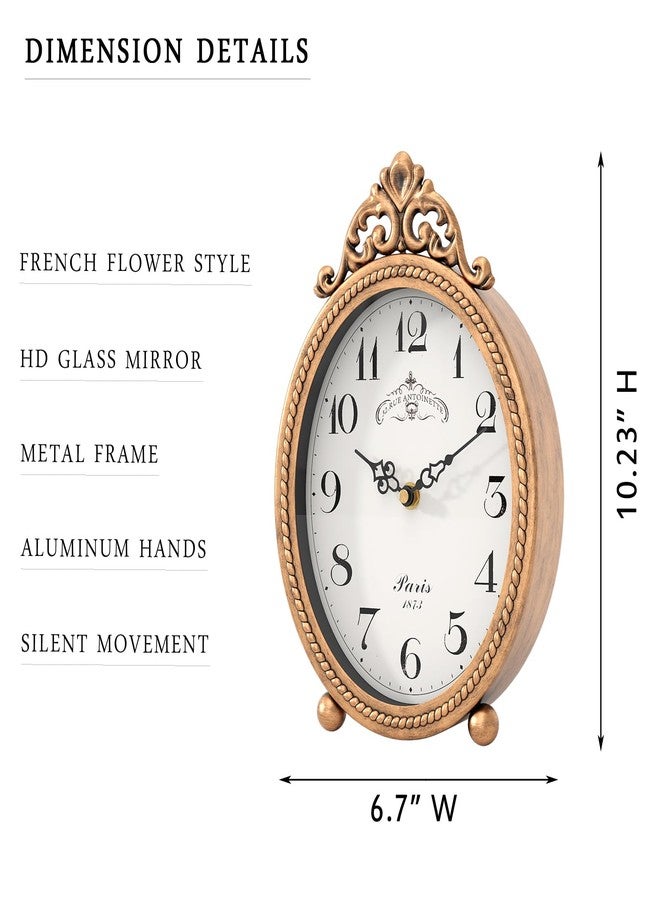 Abdurey Vintage Table Clock on Stand, Desk and Shelf Decorative Clock, French Rustic Style Antique Gold Mantel Clocks for Living Room,Farmhouse,Bedroom,Bedside,Gift Clocks - Image 2