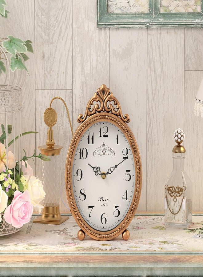 Abdurey Vintage Table Clock on Stand, Desk and Shelf Decorative Clock, French Rustic Style Antique Gold Mantel Clocks for Living Room,Farmhouse,Bedroom,Bedside,Gift Clocks - Image 4