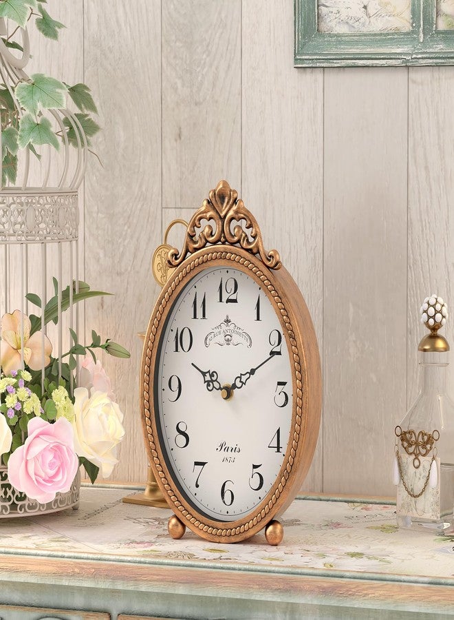 Abdurey Vintage Table Clock on Stand, Desk and Shelf Decorative Clock, French Rustic Style Antique Gold Mantel Clocks for Living Room,Farmhouse,Bedroom,Bedside,Gift Clocks - Image 5