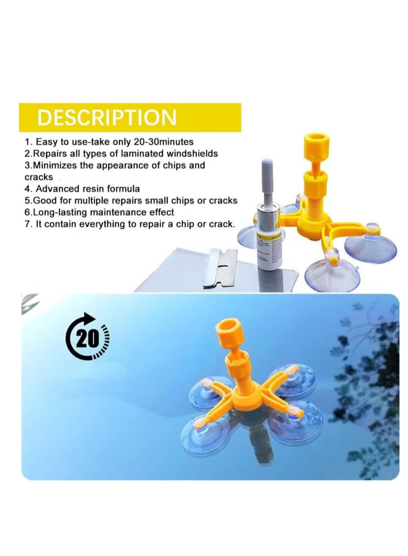 Windshield Repair Kit Professional DIY Auto Glass Repair Tool for Cracks & Chips – Easy to Use, Quick & Effective, Restore Windshield & Auto Glass to Original Condition, Clear Resin – Ideal for Cars, Trucks & SUVs