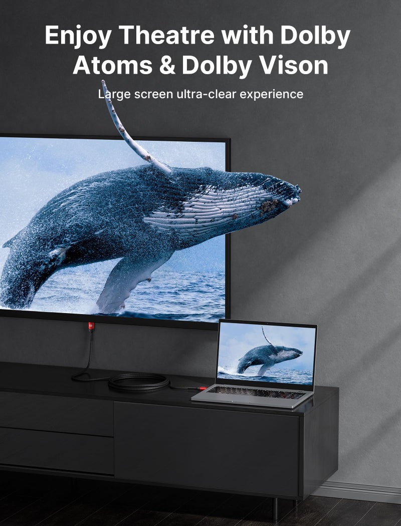 JSAUX 8K HDMI Cable 2.1 3.3FT 2-Pack 48Gbps 8K & 4K Ultra High Speed Cord (8K@60Hz 7680x4320, 4K@120Hz) eARC HDR10 HDCP 2.2 & 2.3 3D, Compatible for PS5/PS4/X-Box/Roku TV/HDTV/Blu-ray/LG/Samsung QLED - Image 4