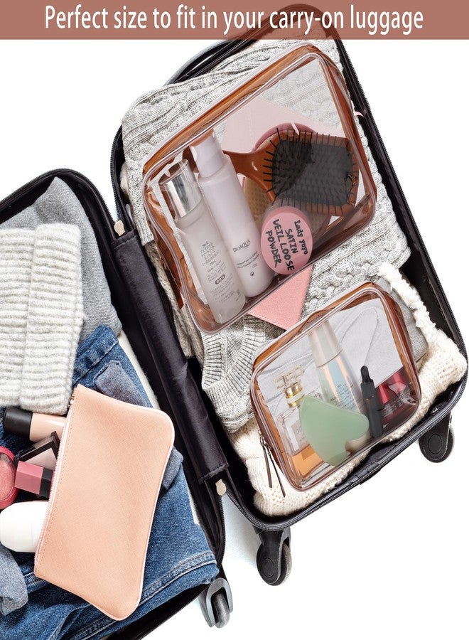 Tbestmax 4 Packs Cosmetic Bags Clear Makeup Bags Portable Travel Toiletry Bags Waterproof Cosmetic Organizer Brown(2M + 2L) - Image 4