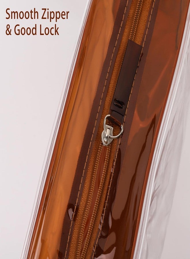 Tbestmax 4 Packs Cosmetic Bags Clear Makeup Bags Portable Travel Toiletry Bags Waterproof Cosmetic Organizer Brown(2M + 2L) - Image 3