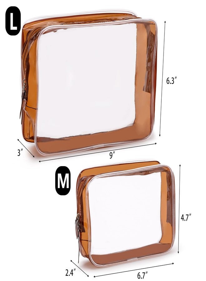 Tbestmax 4 Packs Cosmetic Bags Clear Makeup Bags Portable Travel Toiletry Bags Waterproof Cosmetic Organizer Brown(2M + 2L) - Image 2