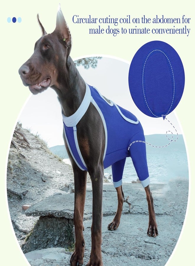 ROZKITCH Dog Surgery Leg Sleeve Rear Legs, Male Female Pet Prevent Licking Wound Elbow Knee Protector, Dog Recovery Suit Cone Collar Alternative Pants Shirt for Wound Heal Wrap Blue L - Image 5
