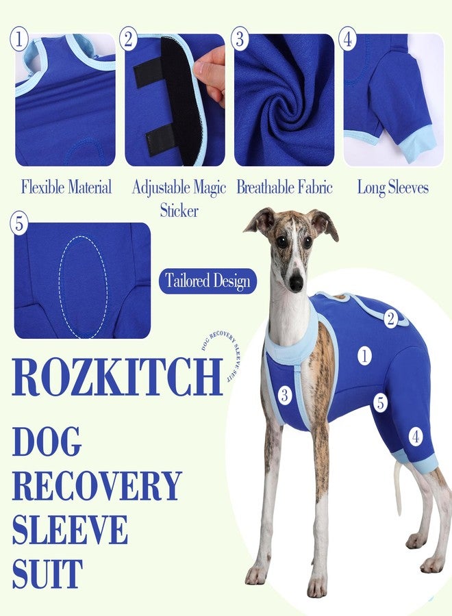 ROZKITCH Dog Surgery Leg Sleeve Rear Legs, Male Female Pet Prevent Licking Wound Elbow Knee Protector, Dog Recovery Suit Cone Collar Alternative Pants Shirt for Wound Heal Wrap Blue L - Image 2