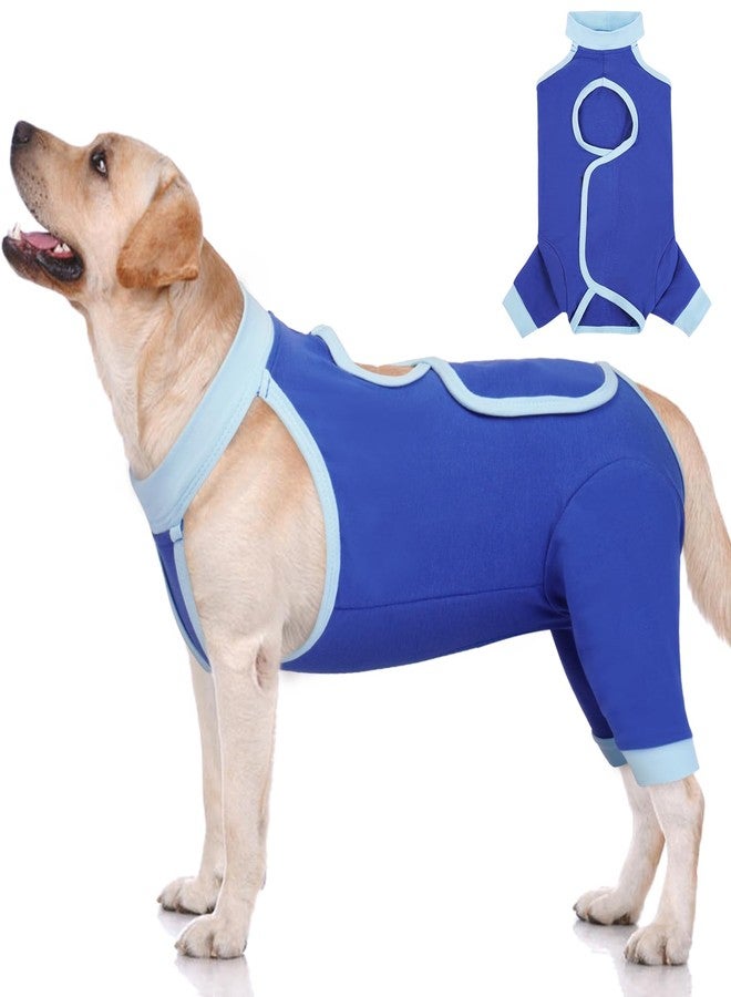 ROZKITCH Dog Surgery Leg Sleeve Rear Legs, Male Female Pet Prevent Licking Wound Elbow Knee Protector, Dog Recovery Suit Cone Collar Alternative Pants Shirt for Wound Heal Wrap Blue L - Image 1