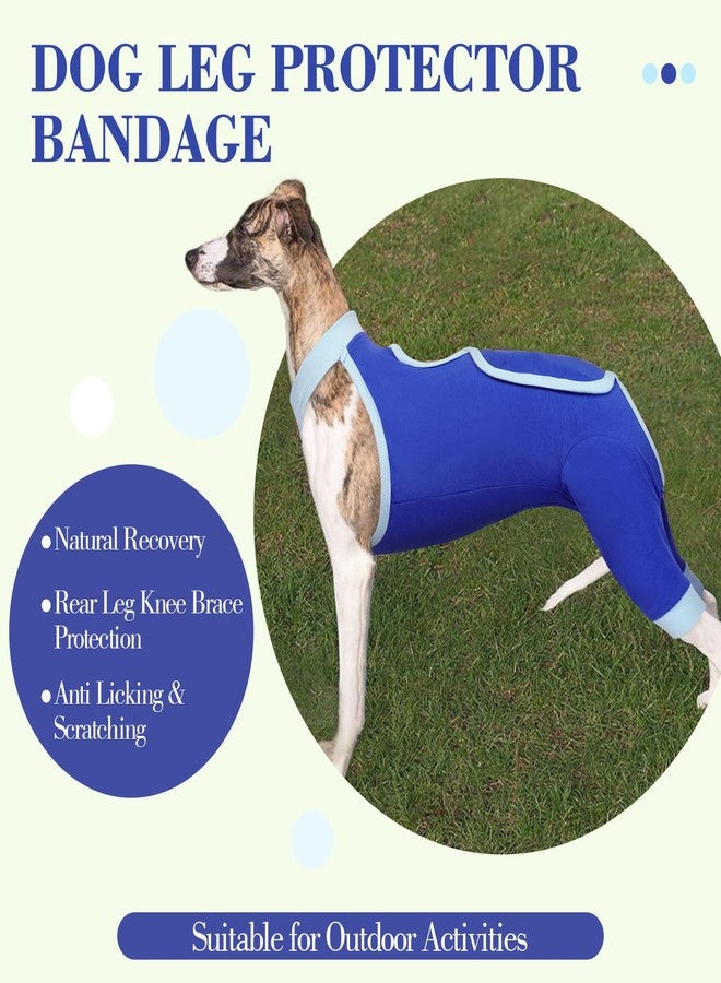 ROZKITCH Dog Surgery Leg Sleeve Rear Legs, Male Female Pet Prevent Licking Wound Elbow Knee Protector, Dog Recovery Suit Cone Collar Alternative Pants Shirt for Wound Heal Wrap Blue L - Image 4