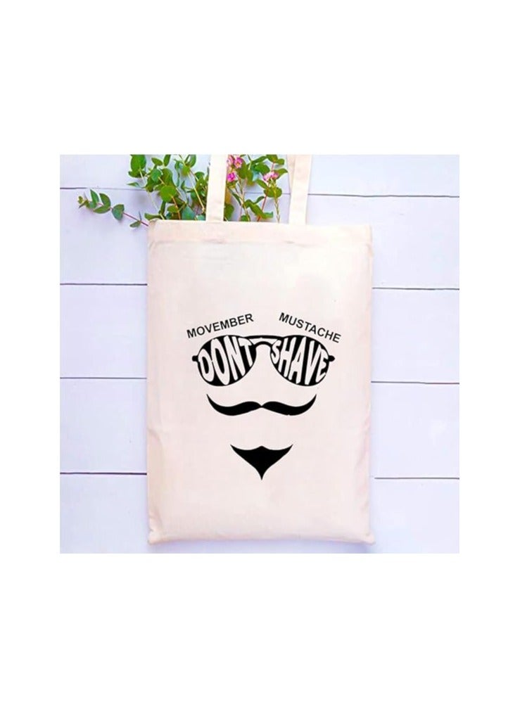 PRINTSHOP4ME Movember Awareness Cotton Jute Bag Eco-Friendly Tote For Supporting Men's Health Initiatives Ideal For Events,Fundraisers And Everyday Use Perfect For Supporting ProstateCancer Initiatives - Image 2