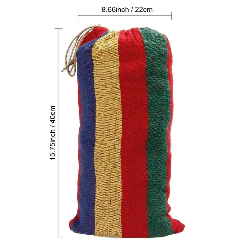GIZEMY GIZEMY Portable Swing Cotton Stripe with Strong Hammocks Rope Beach Sleeping Bed Backpack Spreader Bar Tree Hanging for Travel Garden Striped Ultralight Outdoor  - Image 4