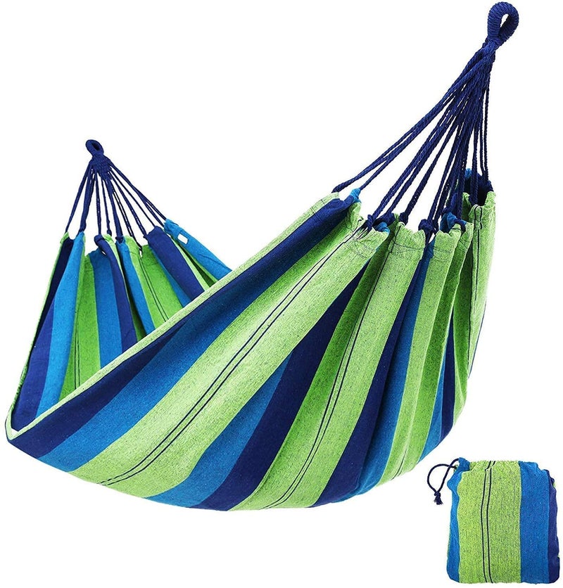 GIZEMY GIZEMY Portable Swing Cotton Stripe with Strong Hammocks Rope Beach Sleeping Bed Backpack Spreader Bar Tree Hanging for Travel Garden Striped Ultralight Outdoor  - Image 5