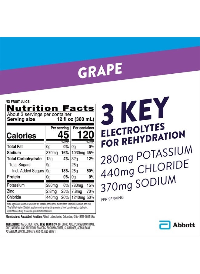 Pedilayte Pedialyte Electrolyte Solution, Grape, Hydration Drink, 8 bottles, 1 liter each  - Image 4