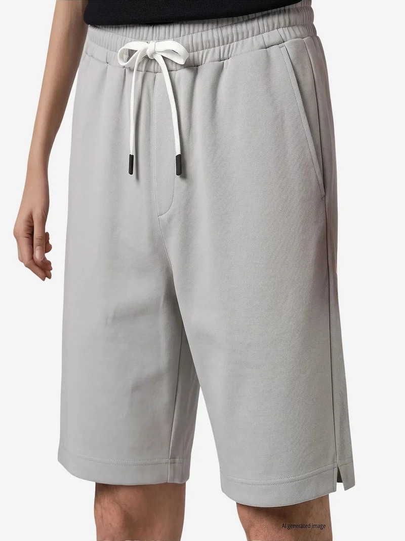 Tommylife Stone Natural TOMMY Men's Mid Waist Jersey Shorts for Men | Best Price UAE