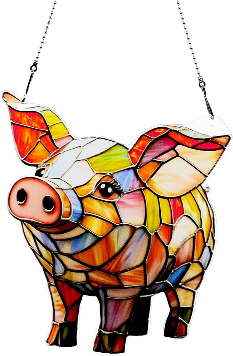 thmnj Cute Pig Ornaments Colorful Window Hanging Decorations Home Wall Decor for Indoor Outdoor - Image 1