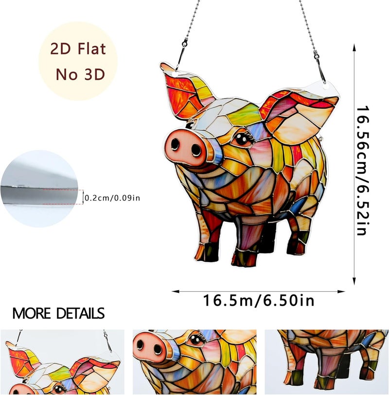 thmnj Cute Pig Ornaments Colorful Window Hanging Decorations Home Wall Decor for Indoor Outdoor - Image 2