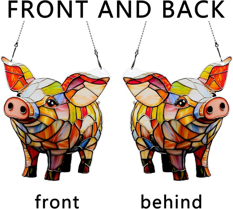 thmnj Cute Pig Ornaments Colorful Window Hanging Decorations Home Wall Decor for Indoor Outdoor - Image 4