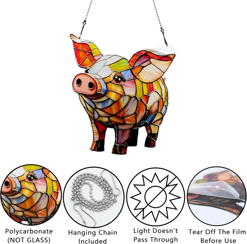 thmnj Cute Pig Ornaments Colorful Window Hanging Decorations Home Wall Decor for Indoor Outdoor - Image 3