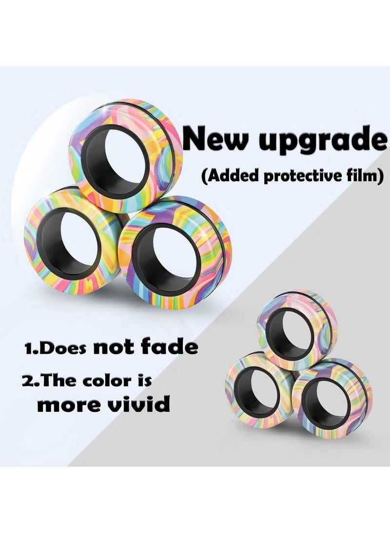 مجموعة فيدجيت سبينر من 3 قطع، حلقات مغناطيسية مضادة للتوتر، حلقات فيدجيت سبينر مغناطيسية للبالغين لتخفيف القلق، مجموعة فيدجيت سبينر هدية رائعة للبالغين والمراهقين والأطفال (متعددة الألوان) - Image 5