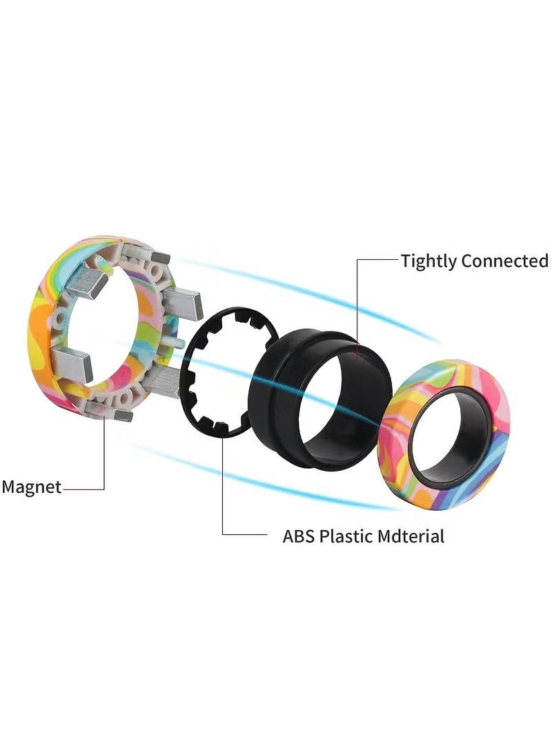 مجموعة فيدجيت سبينر من 3 قطع، حلقات مغناطيسية مضادة للتوتر، حلقات فيدجيت سبينر مغناطيسية للبالغين لتخفيف القلق، مجموعة فيدجيت سبينر هدية رائعة للبالغين والمراهقين والأطفال (متعددة الألوان) - Image 3