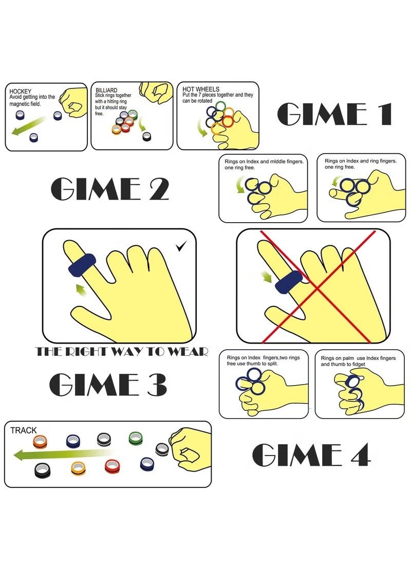 مجموعة فيدجيت سبينر من 3 قطع، حلقات مغناطيسية مضادة للتوتر، حلقات فيدجيت سبينر مغناطيسية للبالغين لتخفيف القلق، مجموعة فيدجيت سبينر هدية رائعة للبالغين والمراهقين والأطفال (متعددة الألوان) - Image 4