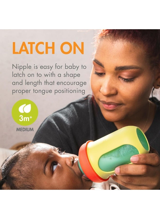 Boon Nursh Reusable Baby Bottle with Collapsible Silicone Pouch Design - Everyday Baby Essentials - Stage 2 Medium Flow Baby Bottles - Color Block - 8 Oz - Image 5