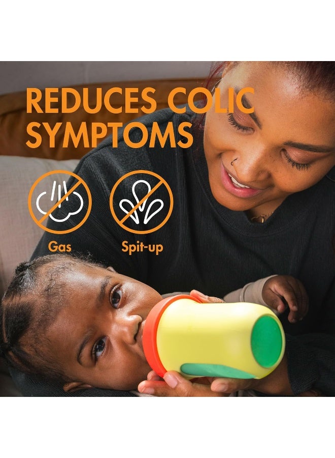 Boon Nursh Reusable Baby Bottle with Collapsible Silicone Pouch Design - Everyday Baby Essentials - Stage 2 Medium Flow Baby Bottles - Color Block - 8 Oz - Image 2