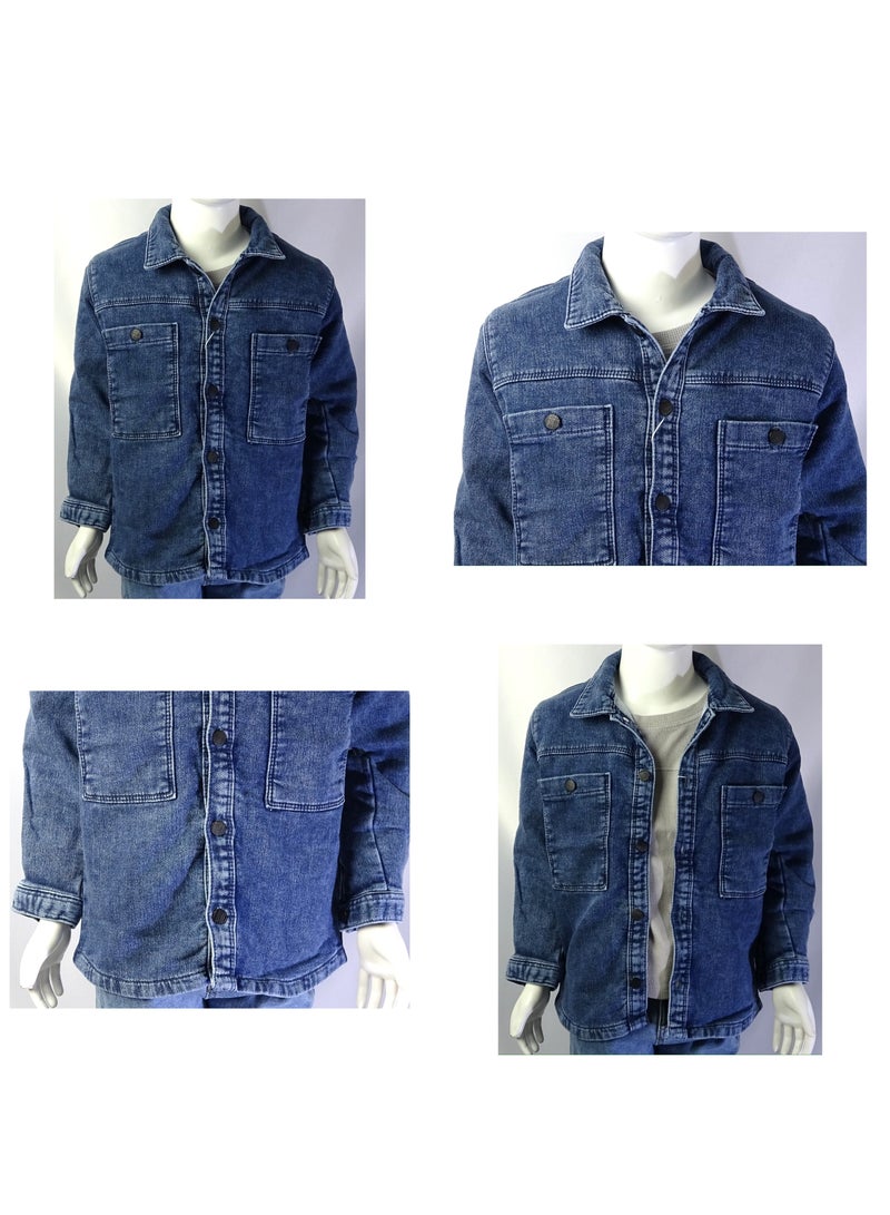 شلــــتر صناعة تركية فاخرة؛ جاكيت جينز أولاد لفصل الخريف و الشتاء من مجموعة شلـــتر 23143 - Image 1