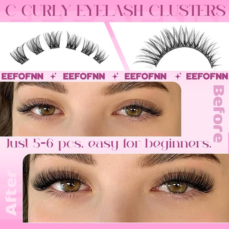 Eefofnn Wispy Lash Clusters Natural Eyelash Clusters C Curl Cluster Eyelash Extensions Cat Eye Lashes Clusters Spider Lahes PestaÃ±as Postizas Naturales by Eefofnn (11-16 mm) - Image 4