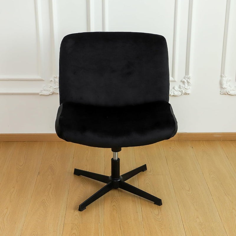 EVOLLER Store Black Criss Cross Office Desk Chair Cover Velvet Stretch Wide Armless Vanity Make-up Chair Slipcover 1 Piece Washable - Image 4