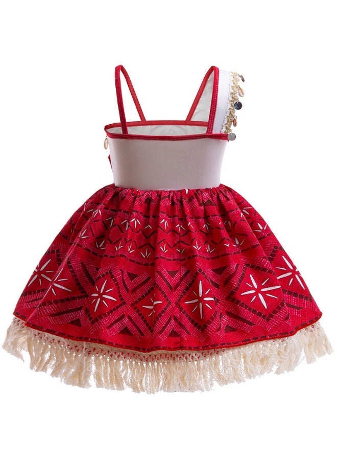 Girls Moana Princess Dress For Kids Carnival Cosplay Costume Children Birthday Party Wig Necklace Pig Clothes Set Vaiana - Image 3