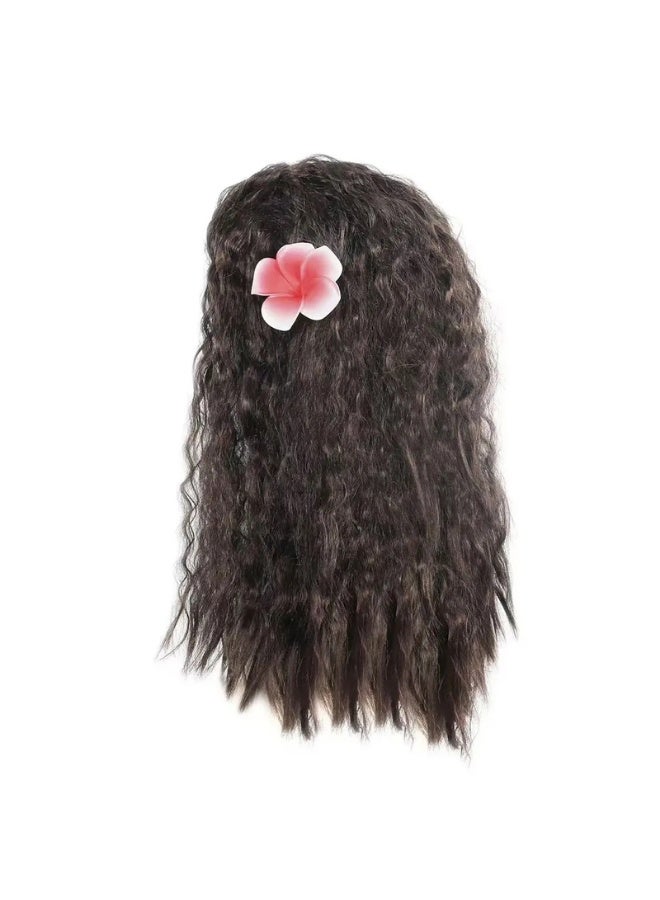 Girls Moana Princess Dress For Kids Carnival Cosplay Costume Children Birthday Party Wig Necklace Pig Clothes Set Vaiana - Image 5