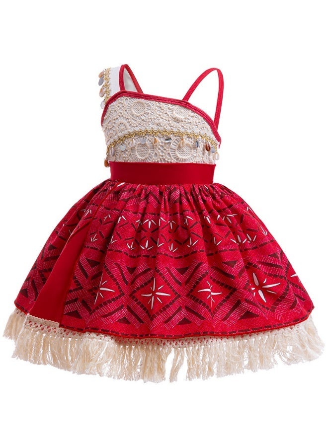 Girls Moana Princess Dress For Kids Carnival Cosplay Costume Children Birthday Party Wig Necklace Pig Clothes Set Vaiana - Image 2