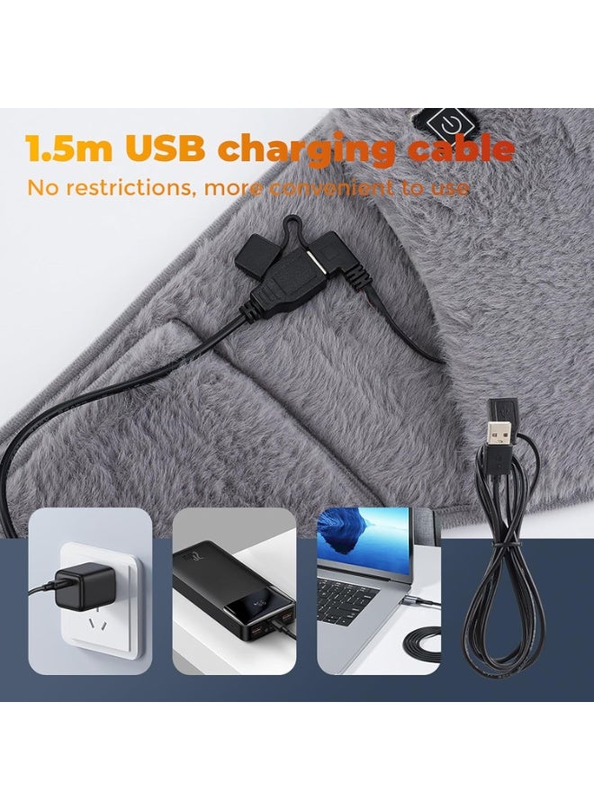 CMGTYYD. حزام USB مدفوع بالطاقة ، مع وسادة تسخين جيب اليد ، حزام ساخن كهربائي لألم المفاصل في الجسم مع تشنجات الدورة الشهرية ، التحكم في درجة الحرارة الثالثة ، رمادي - Image 4