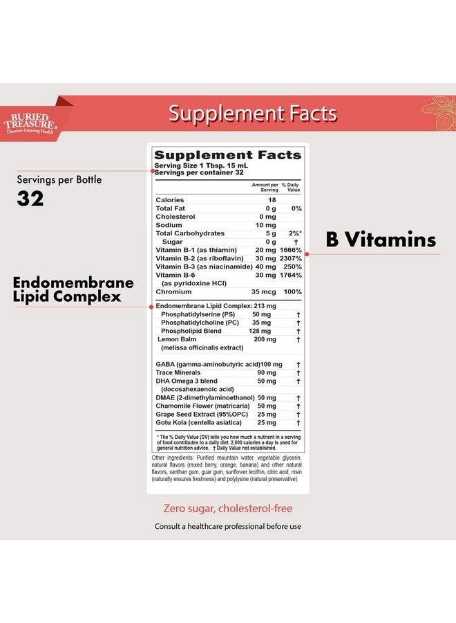 Buried Treasure Buried Treasure - Added Attention - Children's Learning Support with GABA DHA Vitamin B and Herbal Blend - Aid Healthy Brain Functions - Improved Short-Term Auditory Memory Focus & Behavior 16.54 oz - Image 2