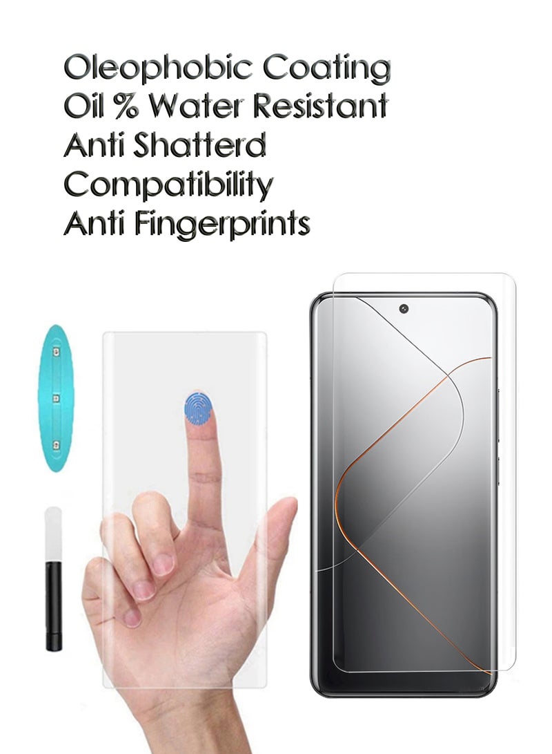 For Xiaomi 14 Pro - UV Advanced Premium Tempered Glass Screen Protector Guard , Full Adhesive UV Curved Case Friendly HD Clarity With Installation Kit - Image 4