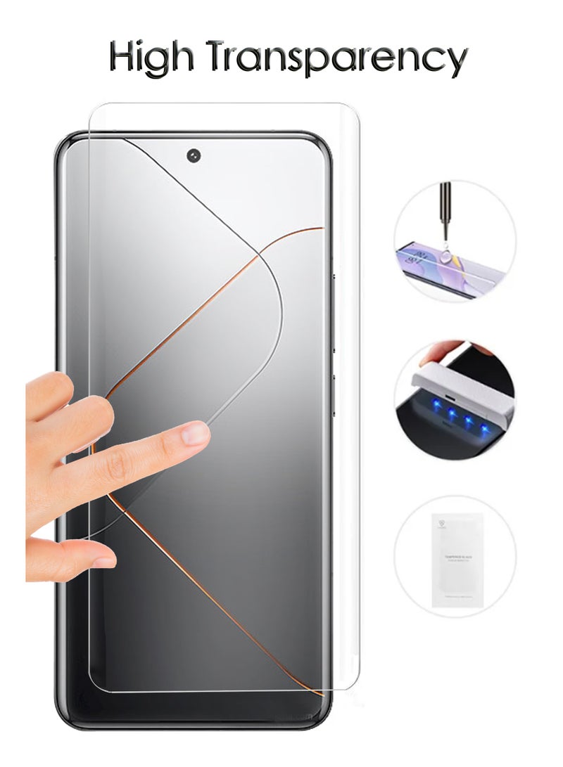 For Xiaomi 14 Pro - UV Advanced Premium Tempered Glass Screen Protector Guard , Full Adhesive UV Curved Case Friendly HD Clarity With Installation Kit - Image 2