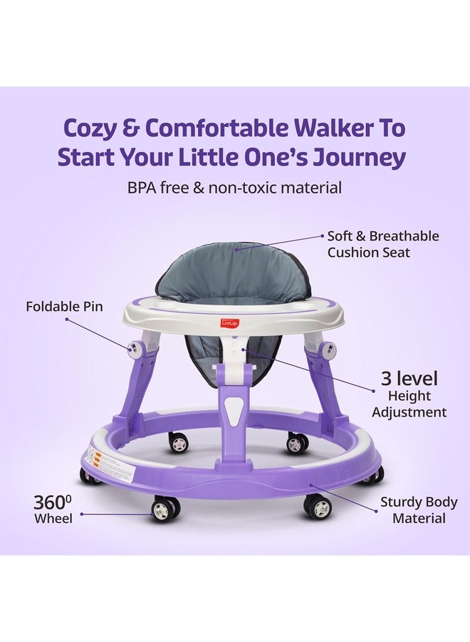 Luvlap Elegant 360° Baby Walkers for 6-18 Months | 3 Level Height Adjustment Walker/Advanced Baby Activity Walker for Kids, Walker for Boys & Girls, Purple - Image 2
