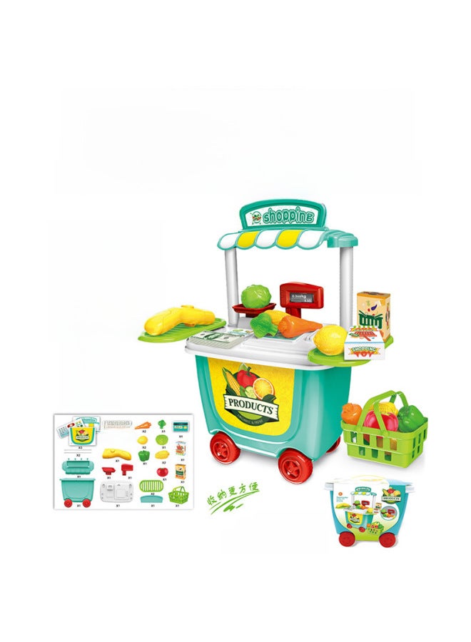 Children's Simulation Tool Girls' Hand Push Shopping Bucket Car Kitchenware Suit Play House Doctor Storage Box Toy-Color:8014-7022 Hand Push Tool Cart-662g - Image 5