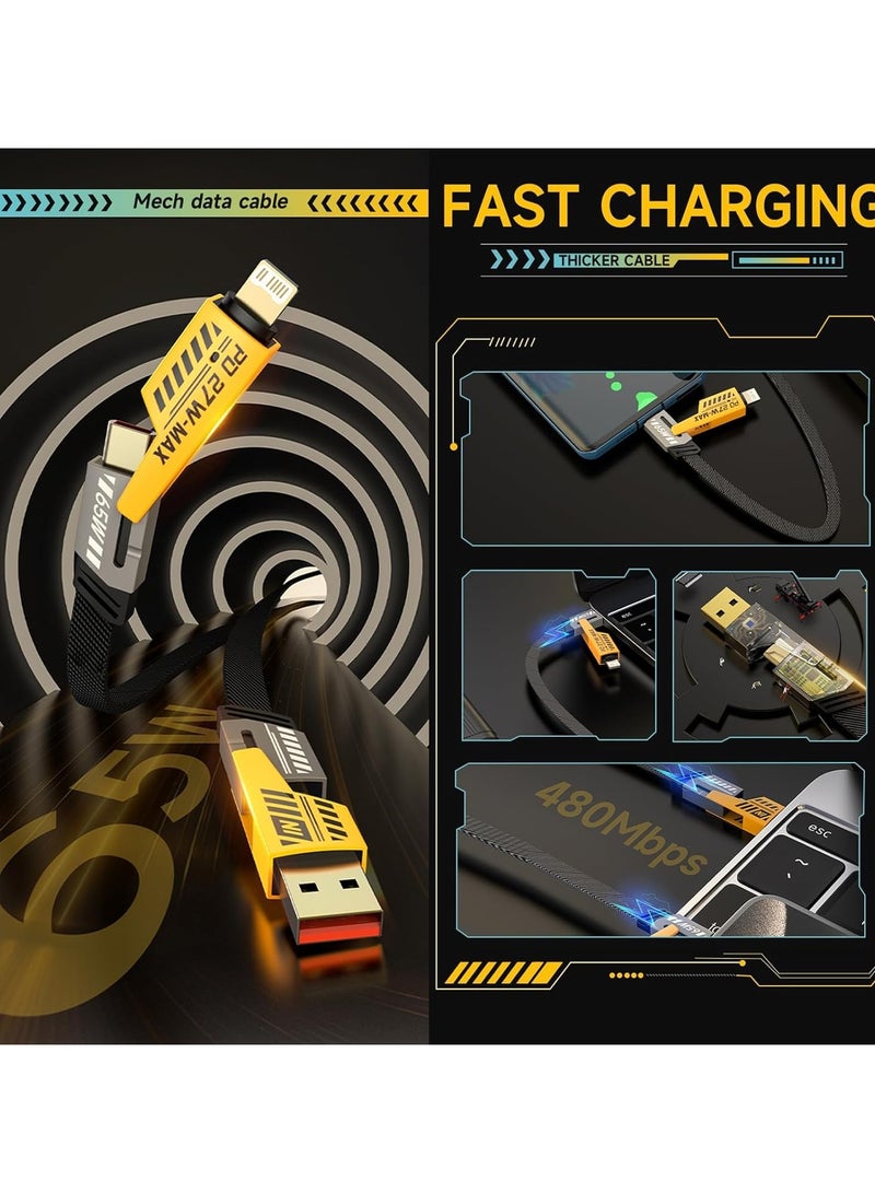 Hulk 4-in-1 Usb-C Charging & Data Cable, 2 Drag 2 Fast Charging Cable With 100cm Mech cable, for Ipad, SamSung Galaxy - Supports Power Delivery Up to 65W, Dual-use Type-c to Lighting Dual USB - Image 2