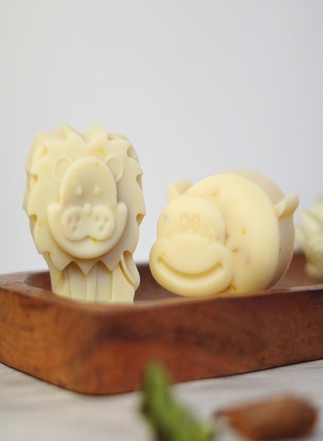 Sans Valley® Kids Moisturizing Butter Soap for Dry Skin | Gentle for Sensitive Skin | with Natural Mango & Cocoa Butter | Natural cold process soap | Lion & Hippo shapes | Pack of 2 x 100 grams - Image 1