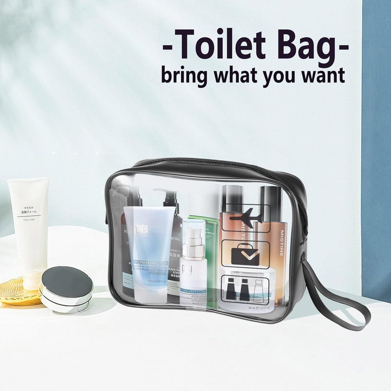 TREALDATE TSA Approved Toiletry Bag 3Pcs - 3 Pack Clear Travel Bags for Toiletries, Carry on Airport Airline Compliant Bag,Black - Image 2