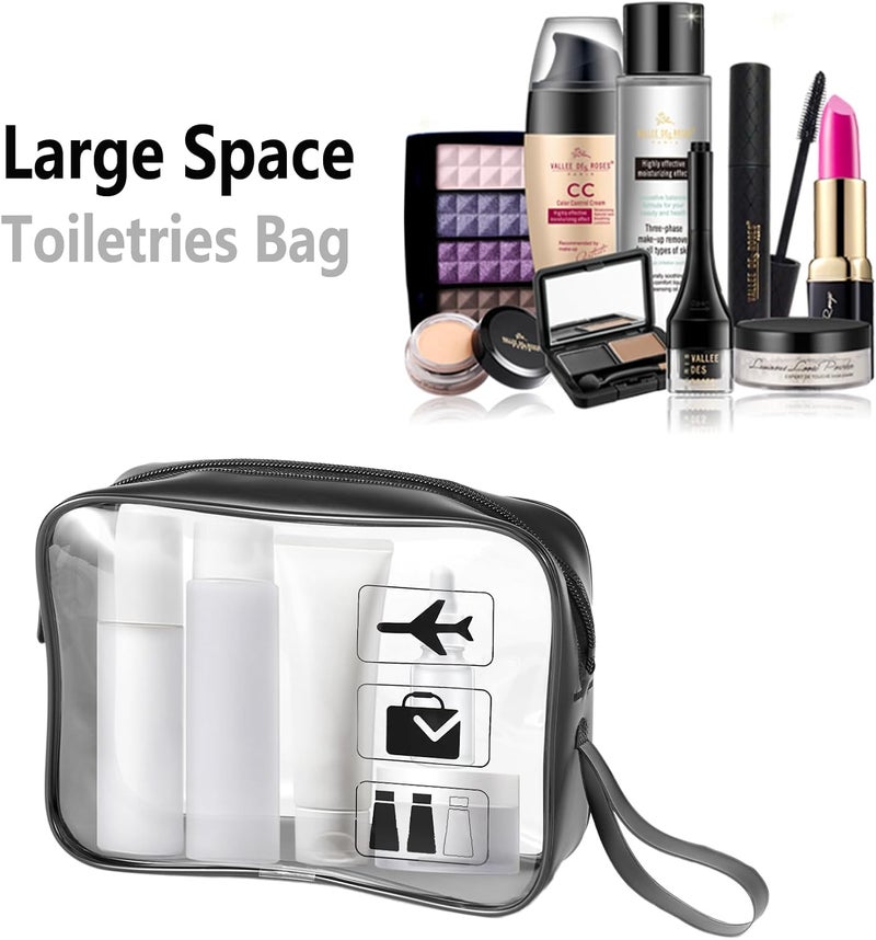 TREALDATE TSA Approved Toiletry Bag 3Pcs - 3 Pack Clear Travel Bags for Toiletries, Carry on Airport Airline Compliant Bag,Black - Image 4